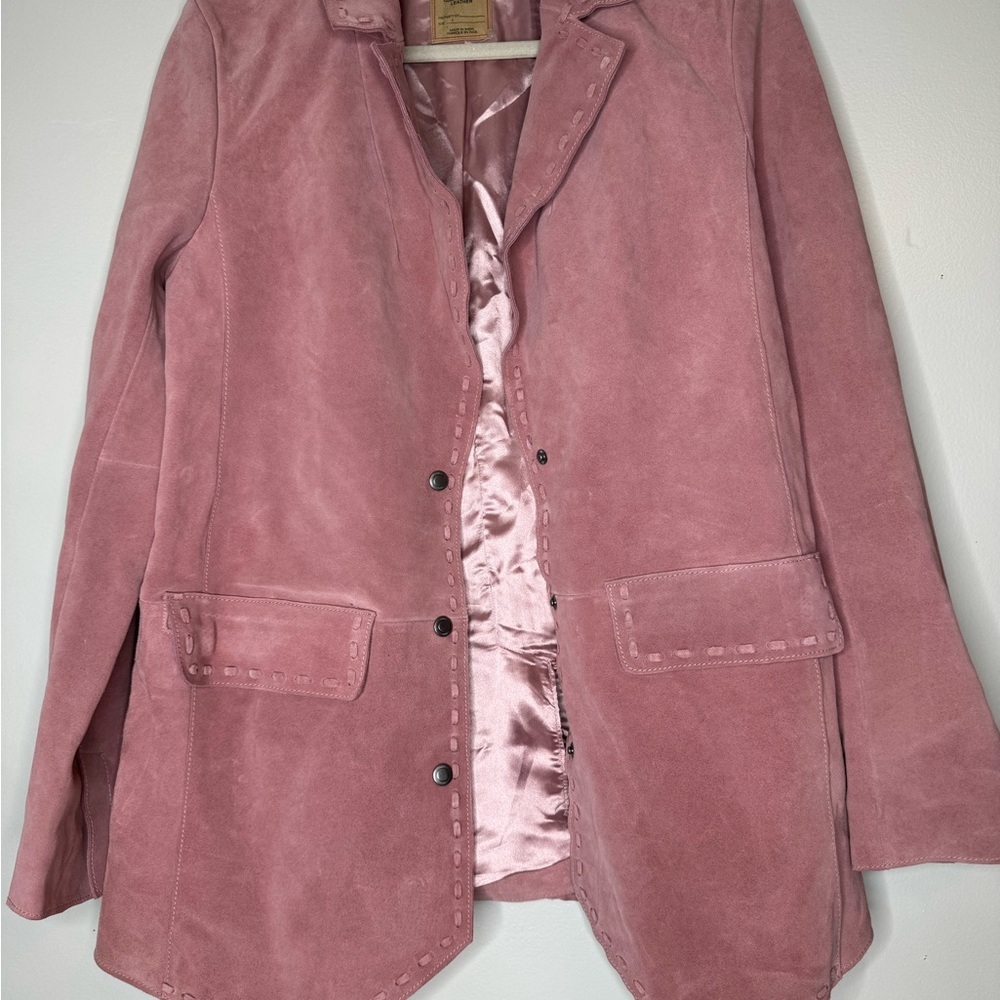 NWOT We The Free X Free People High Tide 100% Suede Blazer Pink - Picture 4 of 6